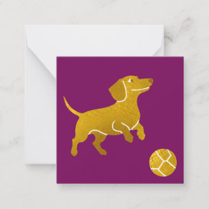 Cartão De Notas Dachshund Com Bola Cachorro Salsicha Simples Moder