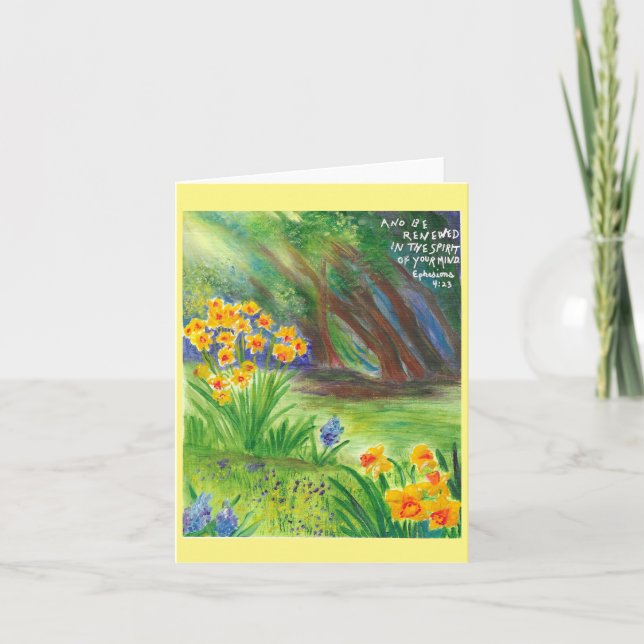 Cartão De Notas Daffodils com Escritura Christian Notecard (Frente)