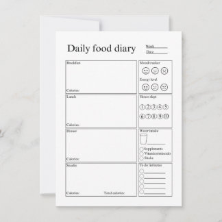 Cartão De Notas Daily food diary