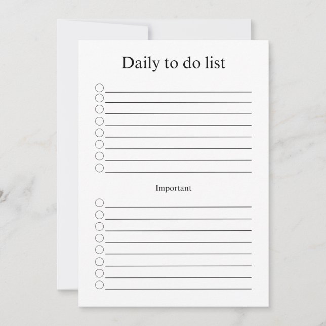 Cartão De Notas Daily to do list (Frente)