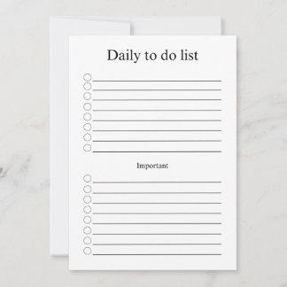 Cartão De Notas Daily to do list