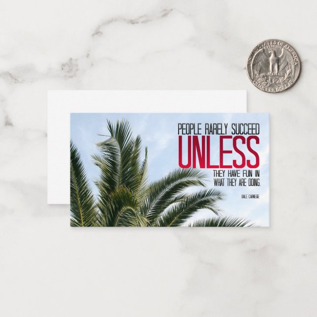 Cartão De Notas Dale Carnegie Inspirational Cote "Divirta-se" (Frente/Verso In Situ)