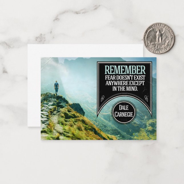Cartão De Notas Dale Carnegie Inspirational Cote "Medo" (Frente/Verso In Situ)