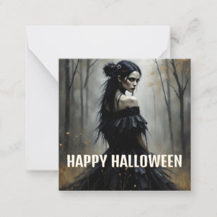 Cartão De Notas Dama Mística na Floresta Escura de Halloween