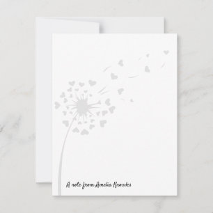 Cartão De Notas Dandelion Light Cinzas Cute Simple Script Name Chi