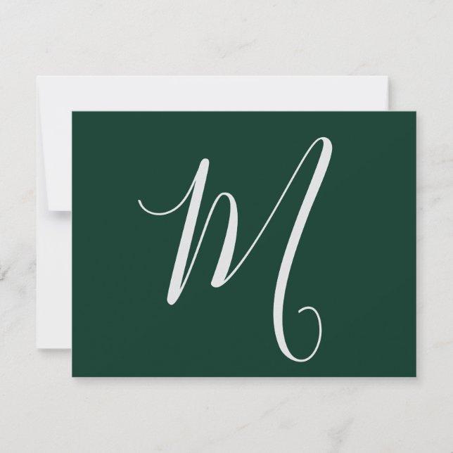 Cartão De Notas Dark Green Plain Elegant Modern Own Name Monogram (Frente)