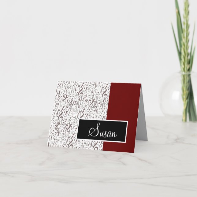 Cartão de Notas de Música com Nome (Frente)