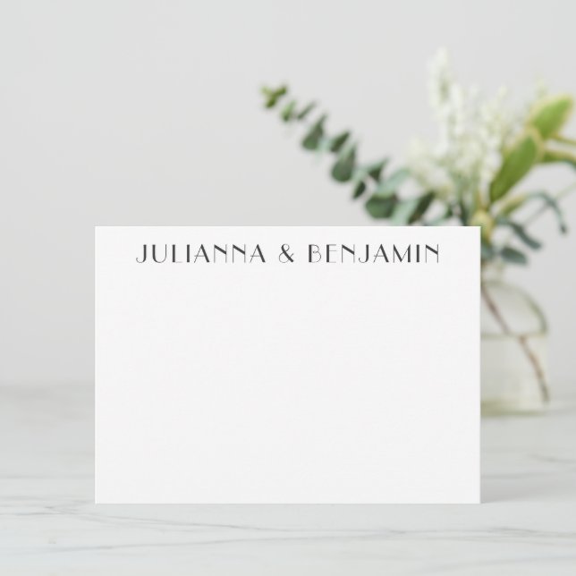 Cartão De Notas Deco de Arte Personalizada de Preto-Branco Minimal (Em pé/Frente)