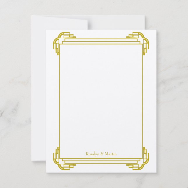 Cartão De Notas Deco tan frame personalizado de casamento obrigado (Frente)