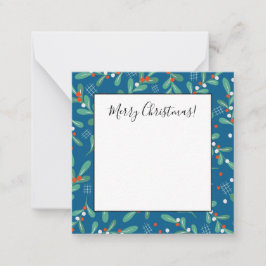 Cartão De Notas Decorações de Natal com Frutas de Azevinho Azul Ve