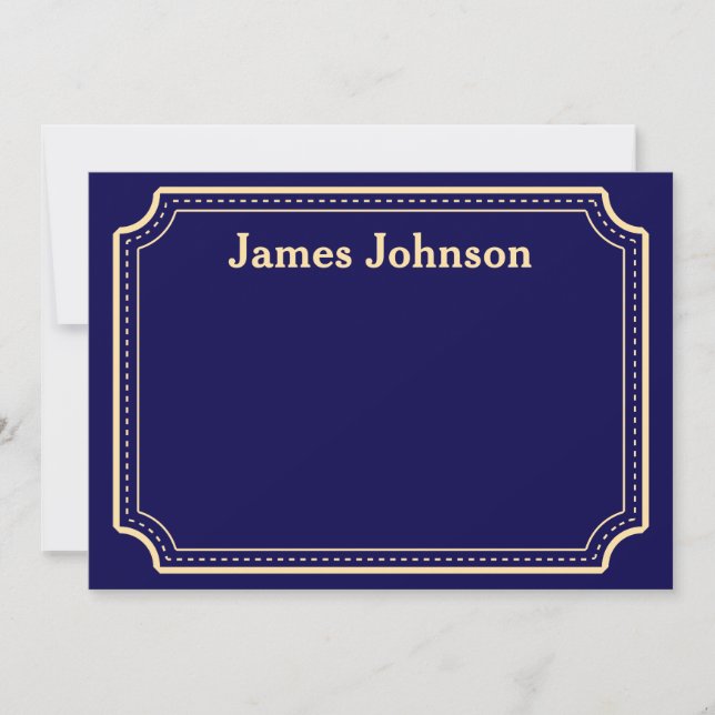 Cartão De Notas Deep blue Retro Bold Serif Desk Name Plate (Frente)