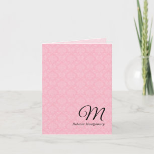 Cartão De Notas Deluxe de Máscara Rosa Monograma