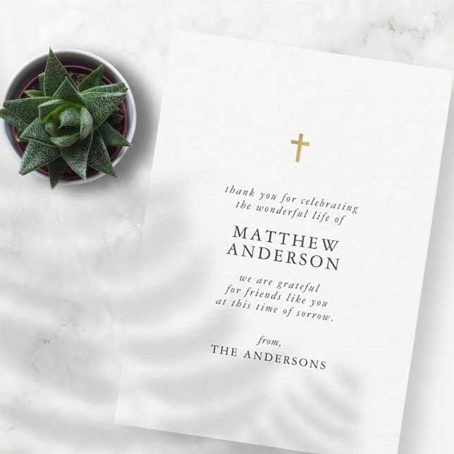 Cartão De Notas Descanso Funeral Memorial Na Paz Cruz Simples Mode (Criador carregado)