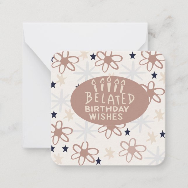 Cartão De Notas Desejos de aniversário atrasados (Frente)