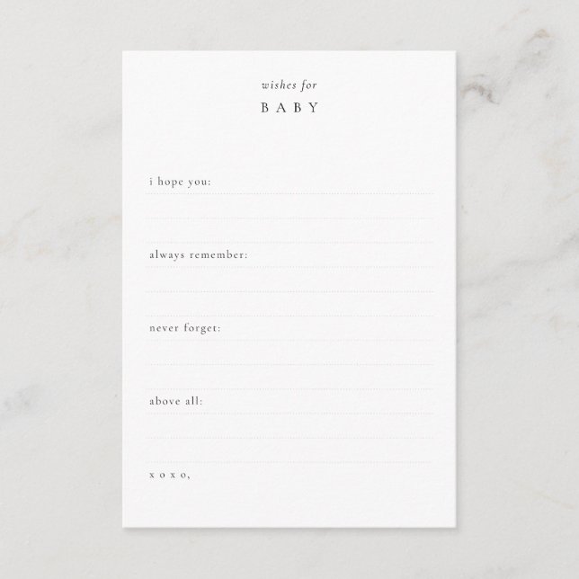 Cartão De Notas Desejos para Bebê + Predições | Chá (Frente)