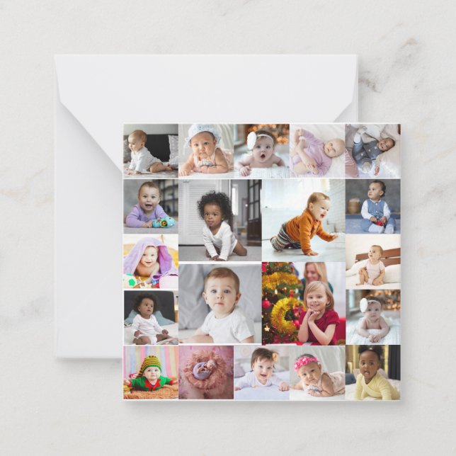 Cartão De Notas Desenhe sua própria colagem de 20 fotos (Frente)