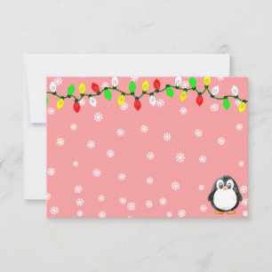Cartão De Notas Desenho Animado de Pinguim Fofo Natal de Inverno P