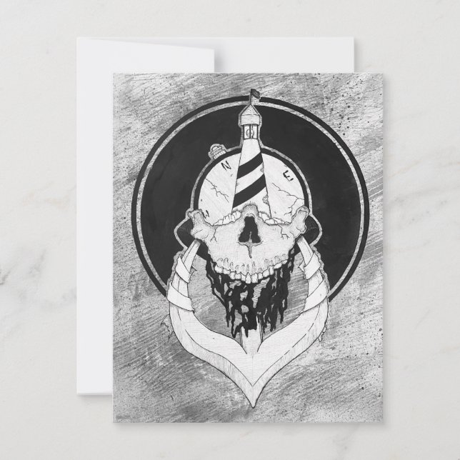 Cartão De Notas Desenho de Caveira (Frente)