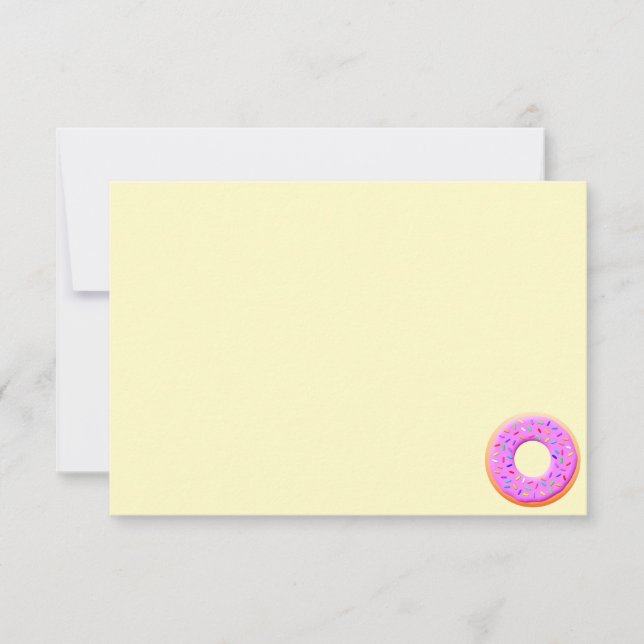 Cartão De Notas Desenho de Donut Com Confeitos (Frente)