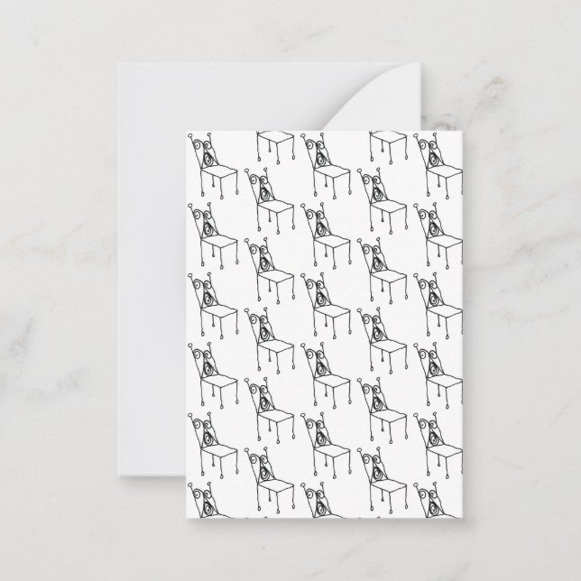 Cartão De Notas Desenho de Linha de Cadeira (Frente)