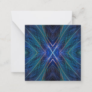 Cartão De Notas Desenho de Pena Fractal Azul