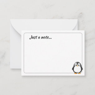 Cartão De Notas Desenho de pinguim fofo em branco apenas uma nota