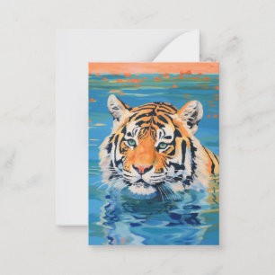 Cartão De Notas Desenho de tigre, pintado, arte colorida
