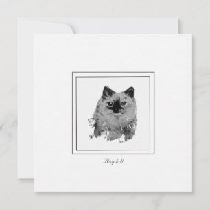 Cartão De Notas Desenho preto e branco de gata