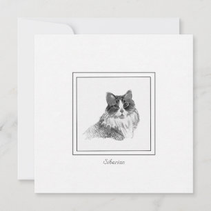 Cartão De Notas Desenho Siberiano Elegante em carvão e giz