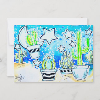Cartão De Notas "Deserto Azul" Cactus