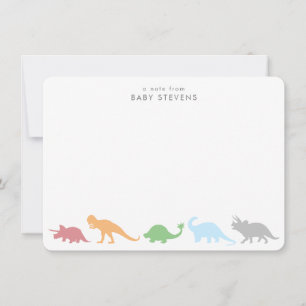 Cartão De Notas Desfile de Dinossauros, Personalizado Cores Neutra
