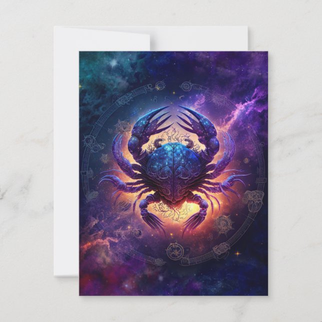 Cartão De Notas Design de Aquarela com Sinal Zodiac do cancer (Frente)