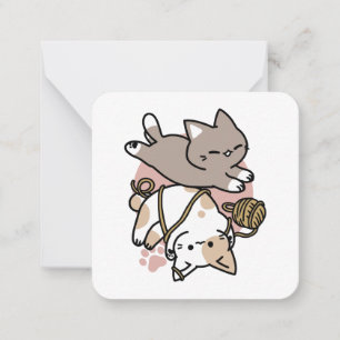 Cartão De Notas Design de Gatos Divertidos e Fofos – Patas e Arte