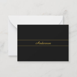 Cartão De Notas Design de texto preto e dourado simples e personal