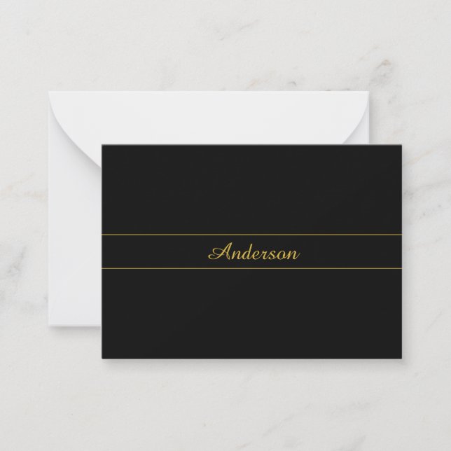 Cartão De Notas Design de texto preto e dourado simples e personal (Frente)