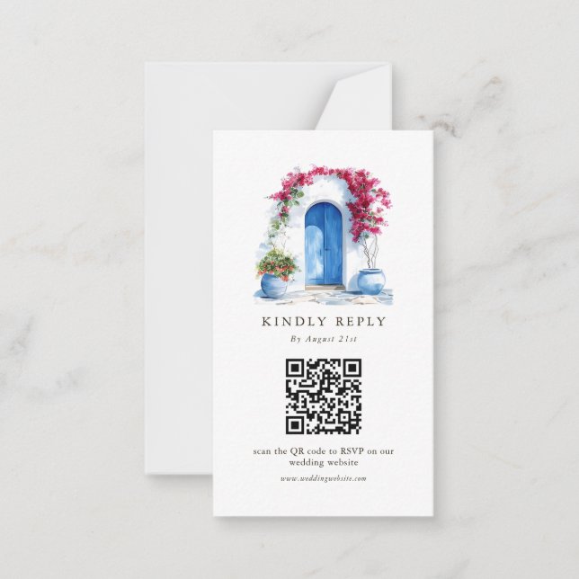 Cartão De Notas Destination Wedding QR Code Online RSVP Cards (Frente)