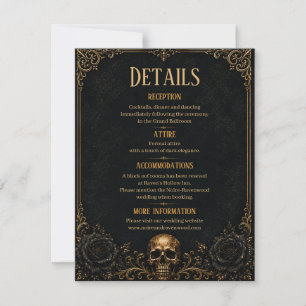 Cartão De Notas Detalhes de Casamento de Halloween Gótico com Corv