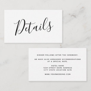 Cartão De Notas Detalhes de Casamento de Script Simples do ORÇAME