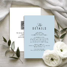 Cartão De Notas Detalhes de Casamento Elegantes Código QR Azul Emp