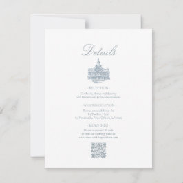 Cartão De Notas Detalhes de Casamento Elegantes com Floral Azul Po