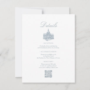 Cartão De Notas Detalhes de Casamento Elegantes com Floral Azul Po