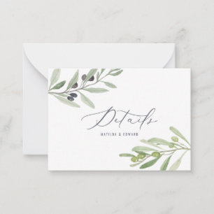 Cartão De Notas detalhes do casamento de folhagem do ramo de olive