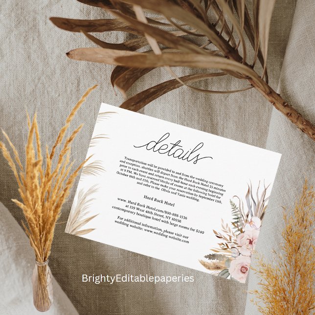 Cartão De Notas Detalhes Do Casamento De Hotel Em Flores Tropicais (Criador carregado)