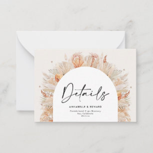 Cartão De Notas Detalhes do casamento do Pampas botânico natural