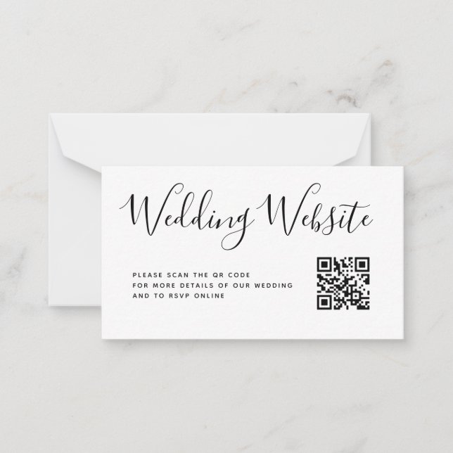 Cartão De Notas Detalhes do Site de Casamento em Script Código QR  (Frente)