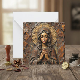Cartão De Notas Devoção Esculpida Maria de Madeira
