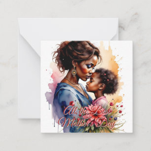 Cartão De Notas Dia das Mães Arte de Amor em Aquarela Africana