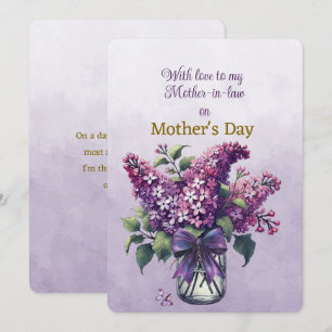 Cartão De Notas Dia das Mães para a sogra Vaso de lilases