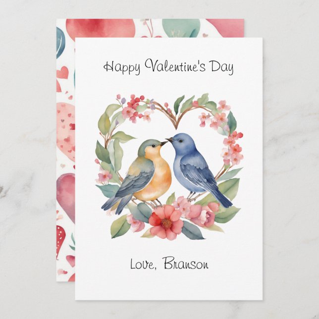 Cartão De Notas Dia de os namorados de Fotografia de Aquarela do f (Frente/Verso)