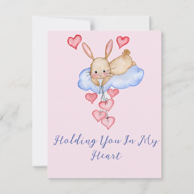 Cartão De Notas Dia de os namorados Lebre de aquarela com grão com (Frente)